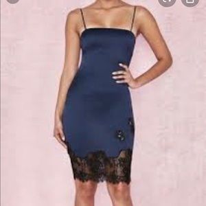 SOLD! Navy Blue silk dress House of CB!